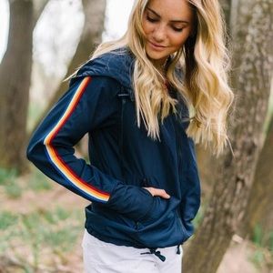 Zyia Navy rainbow bomber jacket size medium